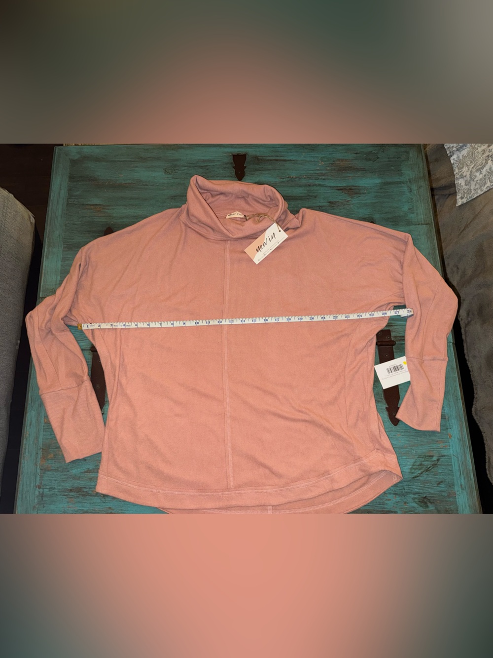 Dusty Pink Rolled Neck Pullover Sweatshirt